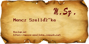 Mencz Szellőke névjegykártya